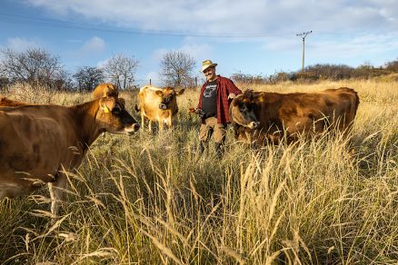 Farmár Martin Bagar na pasienkoch so zvieratami